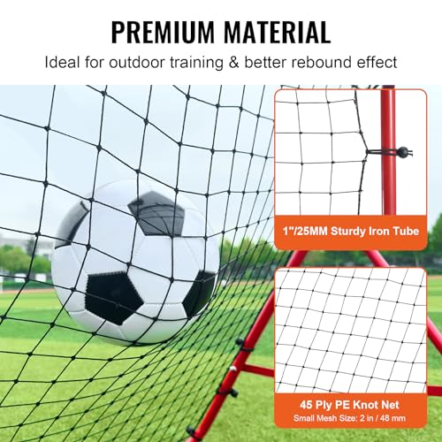 VEVOR Portería de Fútbol 1 x 1 m Red Reboteadora de Fútbol Portátil Ángulo Ajustable Tubo de Hierro Red de PE Instalación Fácil Equipo Deportivo para Niños, Adolescentes y Todas Las Edades - imagen 3