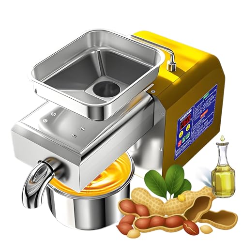 flatpincololee New Z6 Cold & Hot Oil Press Machine – 1100W Stainless Steel Home & Commercial Extractor Machine with Smart Control Panel | Output 4-9kg/h | Oil Maker for Nuts, Seeds & Olive -Yellow