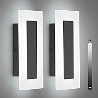 Vista 10 de LMQNINE Moderno aplique de pared de acrílico LED, luz blanca, 6000 K, iluminación de pared acrílica cableada para dormitorio, pasillo, escaleras