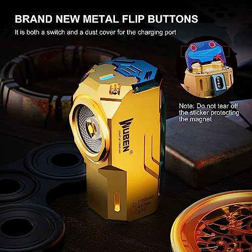 Wuben X0 Rechargeable Mini Flashlight With Magnet, 900 Lumens Pocket Edc Flashlights, 175° Floodlight Right Angle Flashlight, Super Bright Small Led Flashlights For Camping, Inspection, Repair #TOP5