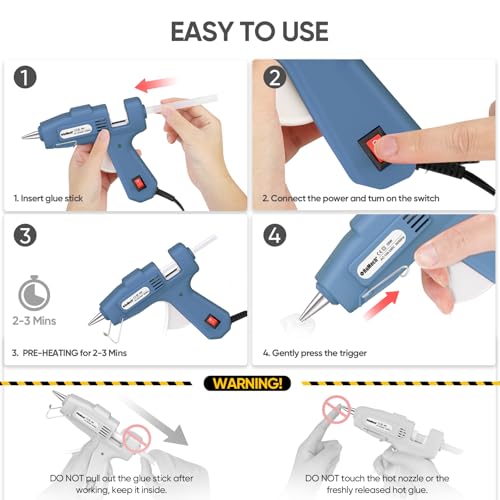 Image of ROMECH 20W Mini Hot Glue Gun with 30 Glue Sticks Set, Fast Preheating Hot Glue Gun Kit Heavy Duty Gluegun for Craft, DIY, Repairs (Blue)