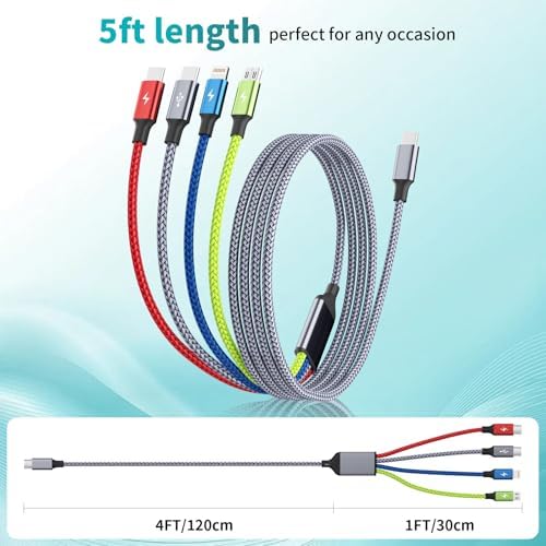 USB C Multi Charging Cable, 4 in 1 Charging Cords with Dual USB C Ports - 3