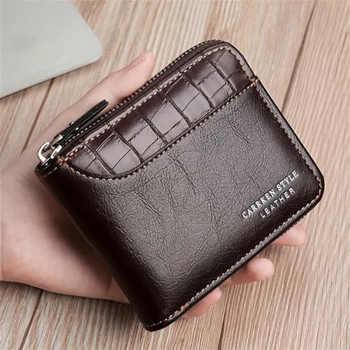 Generic Men Wallets Small Bifold Leather Pocket Wallet Mini Short Purse (Dark brown), JL87463