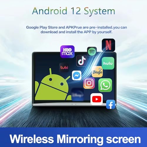Televisor para reposacabezas de coche de 4GB 64GB y pantalla multimedia Android 12 con WiFi 8