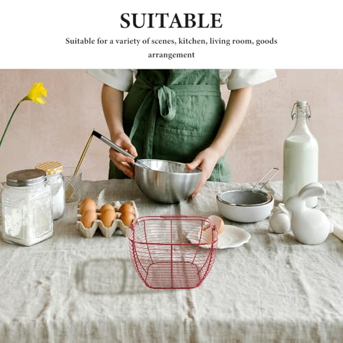 Cesta de hierro rústica redonda para almacenar huevos y snacks con diseño ventilado 8