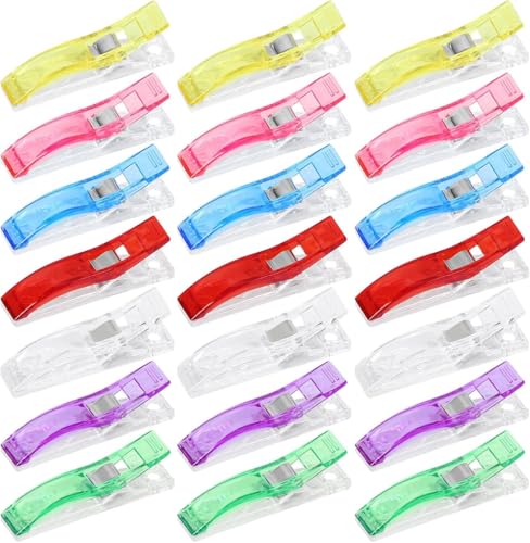 Clip de costura grande, clip de costura multicolor, clip de costura multiusos, clip de plástico, utilizado para atar tela, manualidades, accesorios de costura y accesorios, 21 piezas