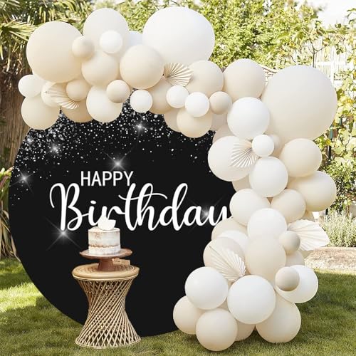 Funda de Fondo Redondo para Cumpleaños Negro y Plata 6.5ft miniatura 4