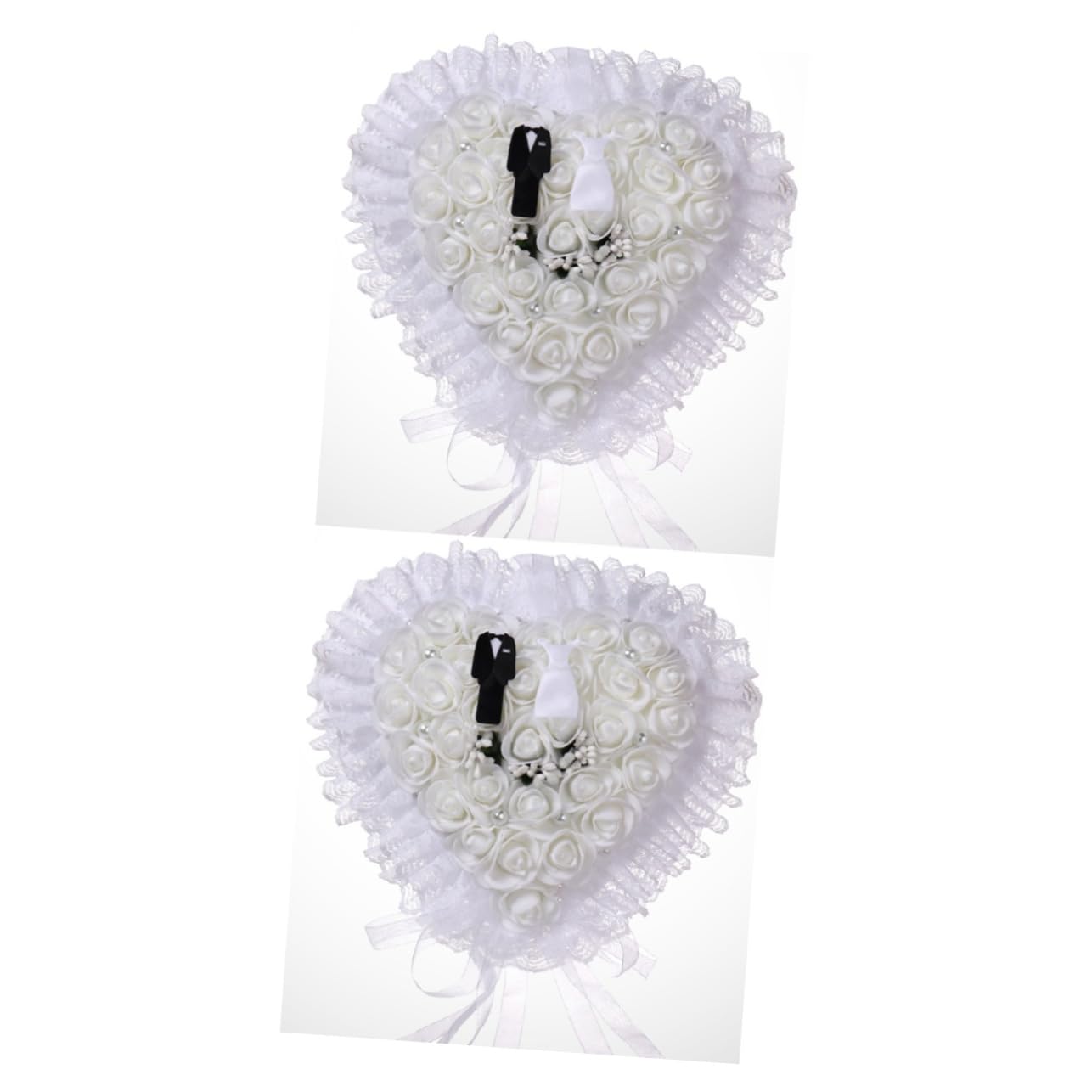 PRETYZOOM 2St weißes Dekokissen Weiße Kissen fürs Bett weißes Körperkissen Vintage Ringkissen Ringe Ringträger zur Hochzeit Eheringträger europäischer Stil Ringschachtel Bräutigam