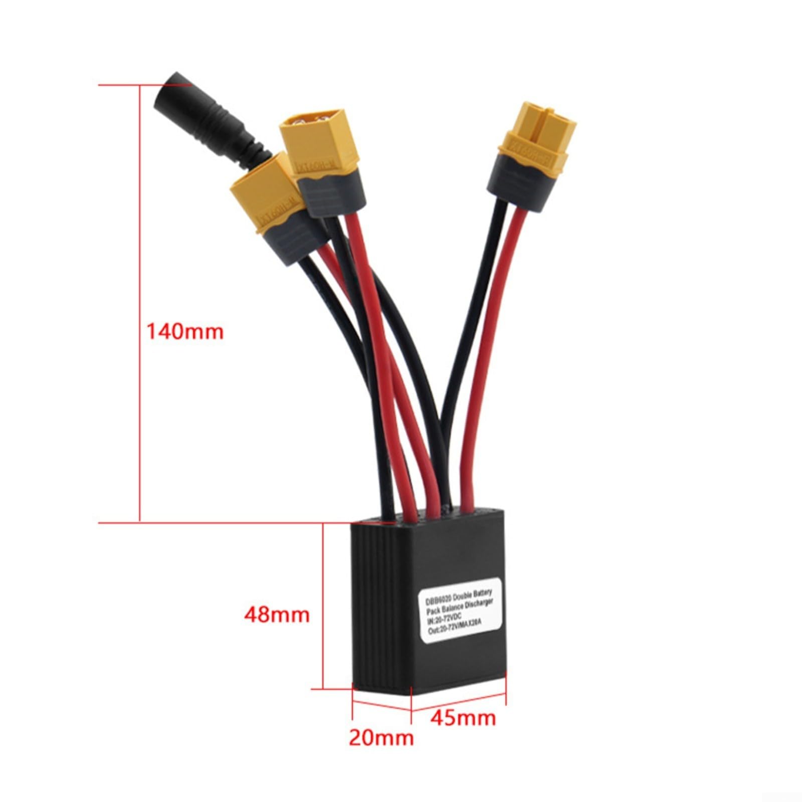FUBESK Doppio convertitore di scarica della batteria, per Ebike Dual Battery Parallel Module 20V-72V, porta di ricarica, modulo parallelo