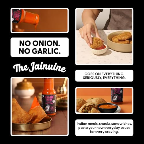 Image of Naagin Jainuine Hot Sauce (215g) | Jain Friendly | No Onion, No Garlic | Mildly Spicy | Fruity & Balanced | Vegan | Dip, Cook | Perfect for Snacks, Indian Meals & Cooking (Pack of 2)