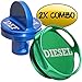 Ronin Factory Combo Pack Magnetic Diesel Fuel Cap + DEF Cap Accessory for Dodge RAM Truck 1500 2500 3500 (2013-2018) with 6.7 Cummins EcoDiesel (Easy Grip)