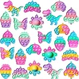 Picture of Qinline 24 Pack Easter Gifts for Kids - Dinosaur Pop Fidget Toy with Gift Cards for Kid Boy Girl, Bulk Kid Easter Egg Fillers Party Favors School Classroom Prizes Exchange Goodie Bags Stuffers