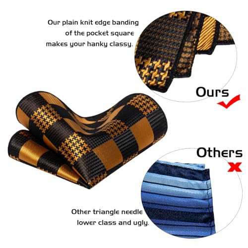 Image of 5PCS Mens Silk Tie, Pocket Square, Cufflinks, Drilled Tie Ring and Lapel Pin Set for Wedding Groom Party