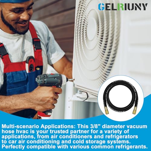 Upgraded 15660 3/8in Heavy Duty Charging Vacuum Hose, 3/8" to 3/8" Fittings,5 FT, 600 PSI Working Pressure, 3000 PSI Burst Pressure,Compatible with Most Refrigeration&Air Conditioning Equipment by GELRIUNY - Image 7