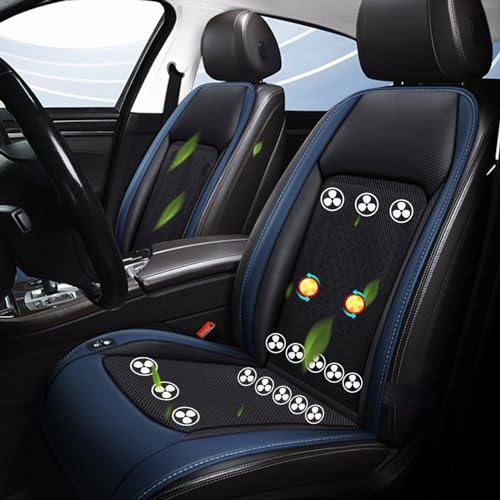 EnweMahi Coprisedile Auto Ventilato, Coprisedile Anteriore Auto Raffreddante con Massaggio, Traspirante E Confortevole, Cuscino del Sedile Ventilato con 16 Ventole per Auto SUV Camion Car Blue