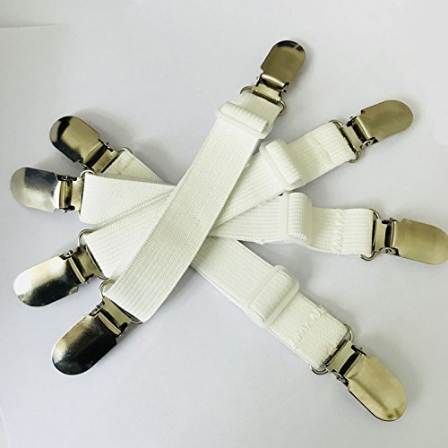 Monochef 8Pcs(2 Sets) Sheet Straps Suspenders Band Adjustable Bed Corner Holder Elastic Fasteners Clips Grippers Mattress Pad Cover Fitted Sheet #TOP6