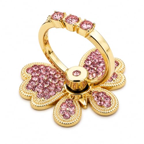 Image of Mizi Butterfly Phone Ring Holder, 2 Pack Luxury Rhinestone Finger Ring Stand Grip, 360 Rotating & 180 Adjustable Metal Kickstand, Strong Adhesive for iPhone, Samsung & All Smartphones - Pink