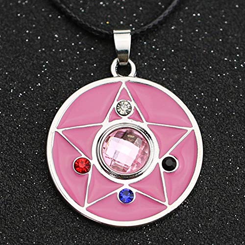Naswi Bonito Soldado Sailor Moon Collar Pentáculo Mágico Esmalte Rosa Estrella De Cristal Compacto Circón Cúbico Colgante Joyería De Anime