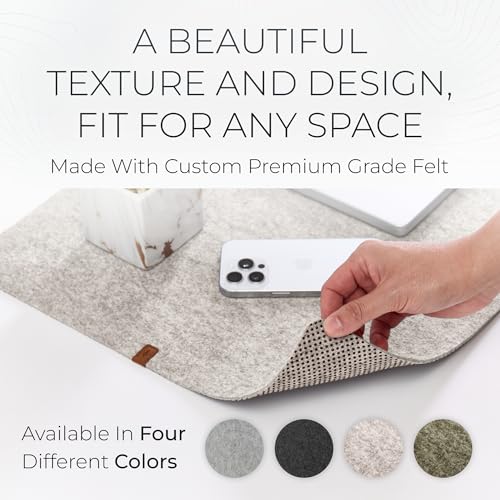Nordik Large Felt Desk Mat – Stone Oat Beige – 35 x 17 inch – Computer Desk Mat – Keyboard and Mouse Pad – Large Desktop Felt Pad