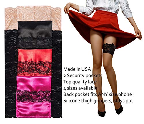 Stashbandz Garter Purse, Stays Put Silicone Grip & 2 Secure Pockets Black