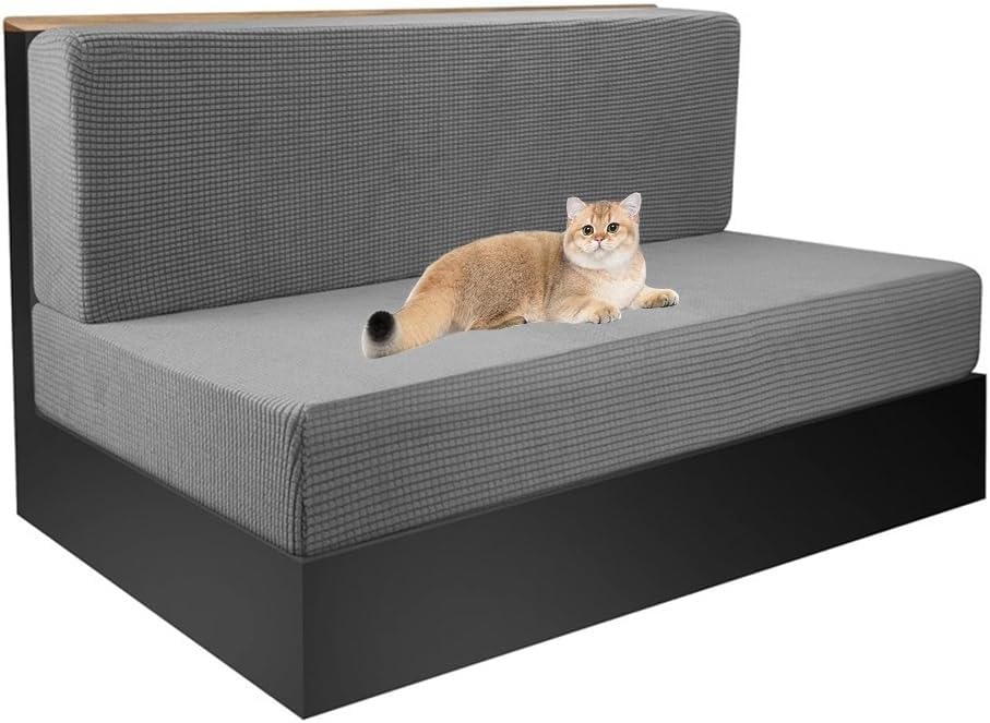 Stretch RV Dinette Booth Cushions Covers Stretchable Camper Seats Chair Slipcover Backrest Cover RV Camper Car Bench Cover Loveseat Sofa Slipcover Furniture Protectors (Color : Light Gray, Size : 1