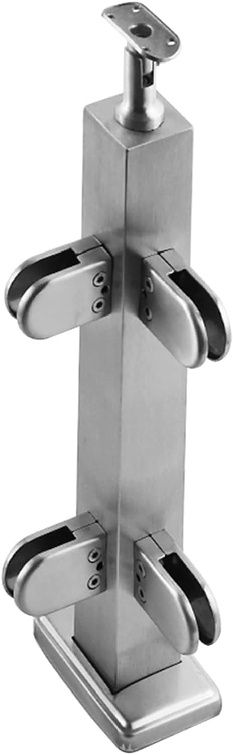 Stainless Steel Deck Stair Square Fence Post Kit - 70cm Glass Balustrade Railing System with Fish Mouth Clip for Loft, Porch, Balcony - Durable Corner Post