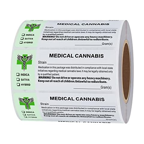 Hybsk Generic Medical Strain RX Labels State Compliant Medical Pot Labels (Type 1) Cover