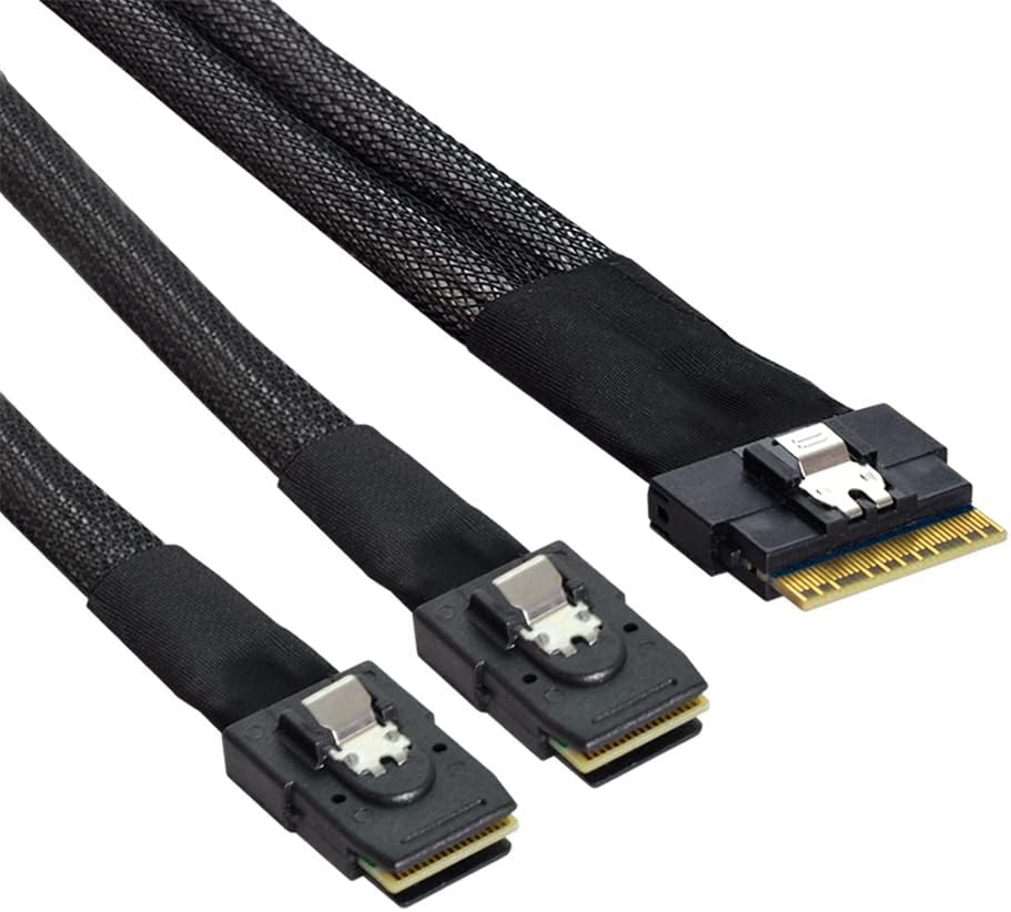 NFHK PCI-E Ultraport Slimline SAS Slim 4.0 SFF-8654 8i 74pin to Dual SFF-8087 Mini SAS Cable PCI-Express