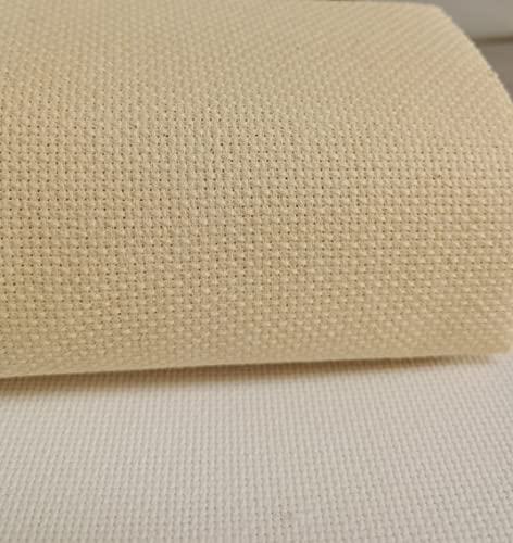 Image of KCS 3 pc of 15 inch x 18 inch Counted Cross Stitch Cotton Aida Cloth Needlework Rolled Fabric Box,14CT,Light Straw