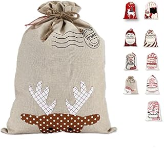 LessMo Christmas Santa Sack, Large Canvas Bag with Drawstring, [Place to Write Wishes] Reusable Event Party Supplies Cotton Bag Party Favors for Large Xmas Package Storage