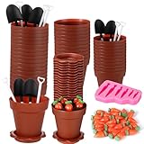 Vesici 24 Packs Easter Party Supplies, Dessert Cups with Spoons Mini Flower Pots Carrot Figures Easter Cupcake Accessories for Bunny Party Carrot Chocolate Mousse Cake Fruit Trifles Pudding