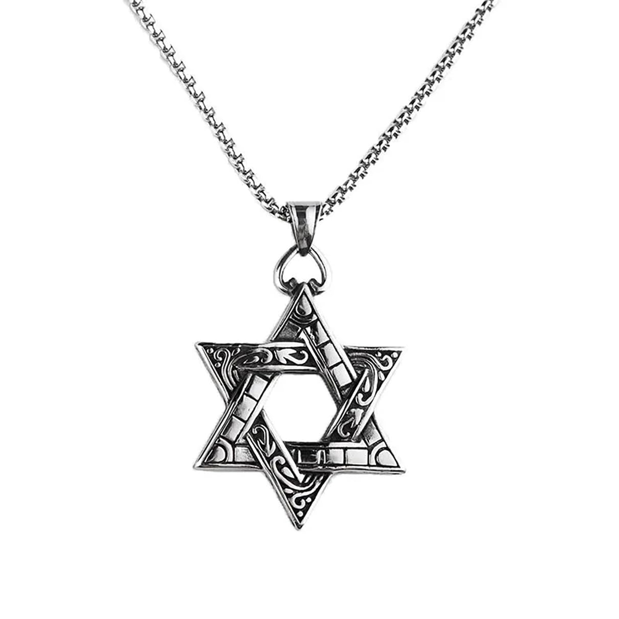 Collana Con Ciondolo Stella Di David POPLYKE | Argento 925 Placcato Rodio | Gioiello Ebraico Simbolico Con Catena Regolabile 45 Cm