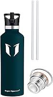 Vista 2 de Super Sparrow Botella de agua aislada con pajilla, de 17 onzas, 25 onzas, 32 onzas, termo reutilizable a prueba de fugas, botella de agua