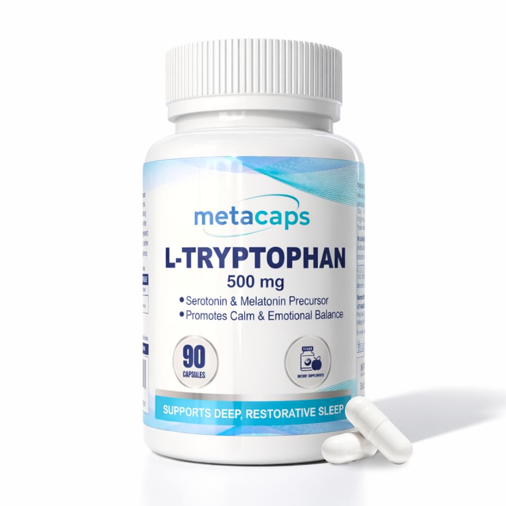 MetaCaps Pure L-Tryptophan 500mg – 90 Veg Capsules | Essential Amino Acid for Serotonin & Melatonin Support | Natural Sleep Aid & Mood Regulator | Supports Relaxation & Stress Relief | Non-GMO & Vegan-image-5