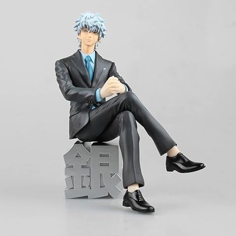 Amazon Co Jp Namfsr 銀魂 坂田銀時メガネ スーツ 座り姿勢 アニメキャラクターモデル Pvc素材 スタチューモデル おもちゃ デコレーション クリスマスギフト 15cm 5 91インチ ホビー