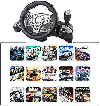 PS3/PS4/PC D-INPUT/X-INPUT Logitech Racing Wheel, Handle Controller Stand, PC Compatible, Vibration Function, Racing Wheel Black
