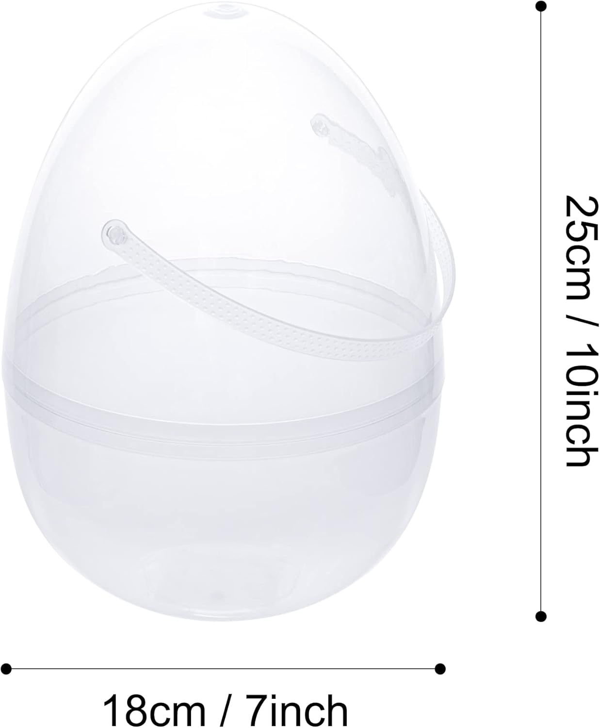 KI Store 3pcs Clear Giant Easter Egg with Handle 10-Inch Plastic Fillable Jumbo Eggs Clear Easter Egg Hunt Basket for Hunting Surprise