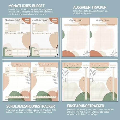 BIROYAL Budget Planer, Budgetbuch 96 Seiten Finanzplaner inkl. Monatliches Budget, Ausgaben Tracker, Einsparungs-, Einkommen-, Budget Buch zur Kontrolle Ihres Geldes, Undatiert (148x210mm)