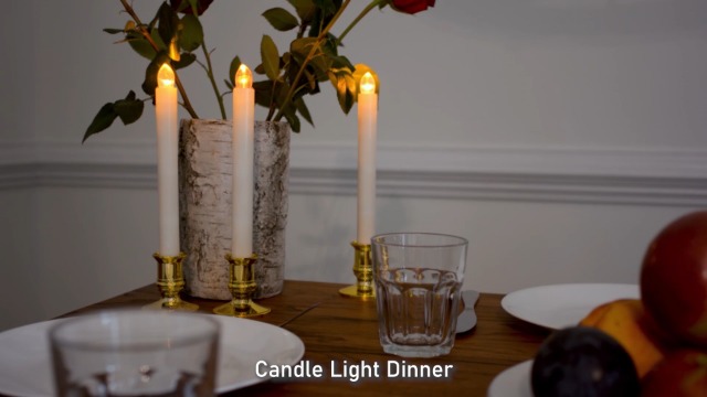 Image of RONXS Window Candles, Flameless Taper Candles with Timer, Christmas Home Wedding Decor Battery Operated Flickering LED Candles with Remote Controls, Glod Candle Holders (A-12pcs Gold)