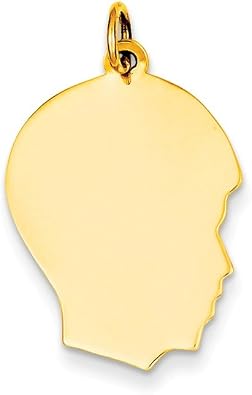 Core Gold 14k Plain Medium .013 Gauge Facing Right Engravable Boy Head Charm