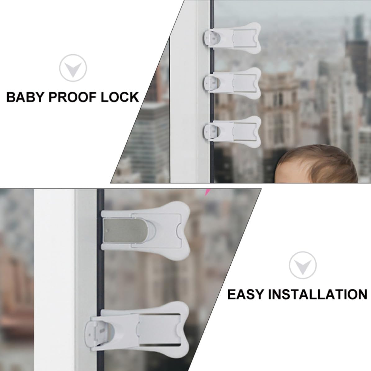 BESPORTBLE Childproof Window Safety Lock 6pcs White Abs Sliding Door Cabinet Locks Keyless Convenient Design Babyproof Window for Home Use