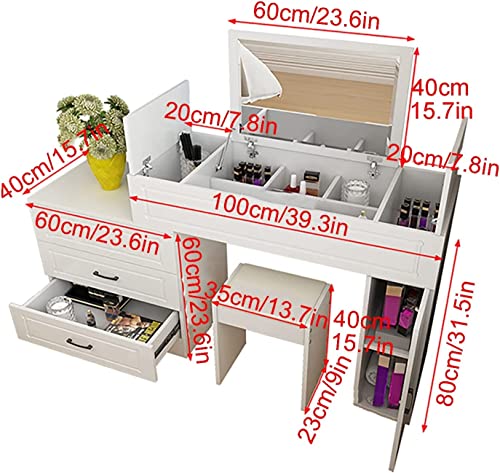 Mesa de maquillaje con espejo de 3 luces de atenuación y taburete cómodo 3