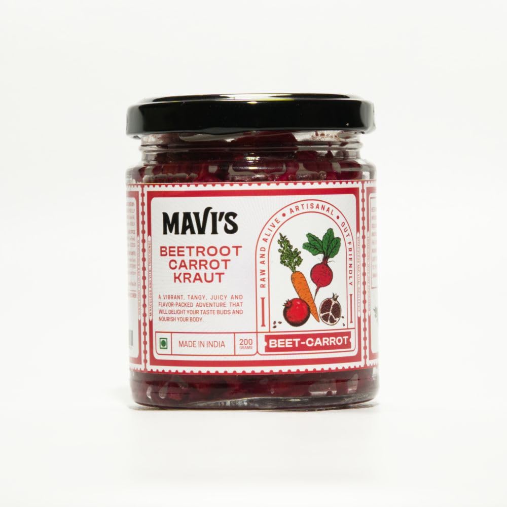 Sponsored Ad - Mavi’s Beetroot Carrot Kraut | Traditionally & Naturally Fermented | No Preservative, No Artificial Flavors or Colours | Artisanal Fermented Probiotic Pickle | 100% Natural & Vegan | Pack of 1 | 200g