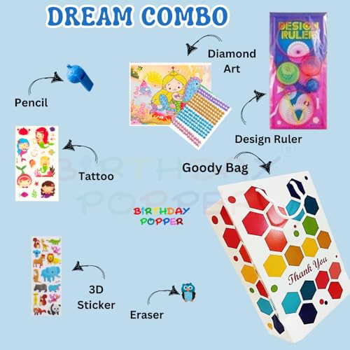 Image of Birthday Popper 70 Pcs Dream Combo Birthday Return Gift Set | Party Favors for Kids of All Age Group for Colourful Rainbow Theme Parties