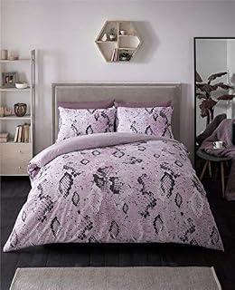 Homemaker Snake print duvet sets quilt cover animal print reptile skin bed linen (Pink,King)