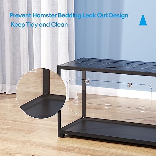 BUCATSTATE Hamster Cage Metal 2.0 - Small Animal Habitats Large Stackable with Deep Burrow Easy Install 80 * 44.7 * 50.6cm for Dwarf Syrian Hamster, Guinea Pig, Gerbil, Reptiles (39.8Gallon Black)