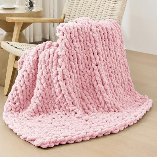 Bigacogo Chunky Knit Throw Blanket for Couch, 40x40 inches, 100%