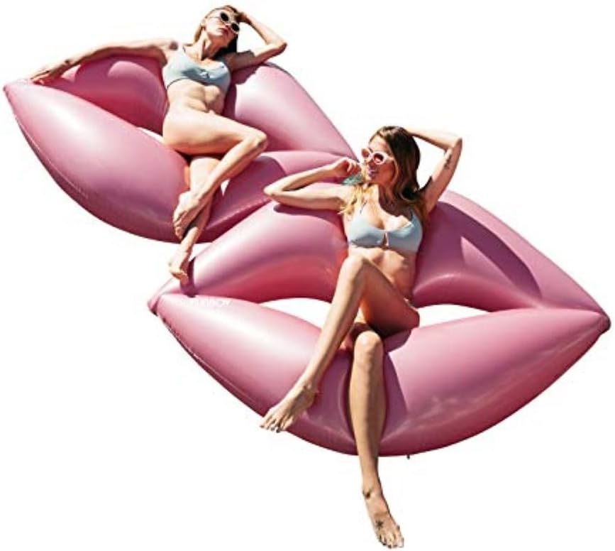 FUNBOY Giant Inflatable Pink Lips Pool Float, Luxury Float for Summer Pool Party and Entertainment