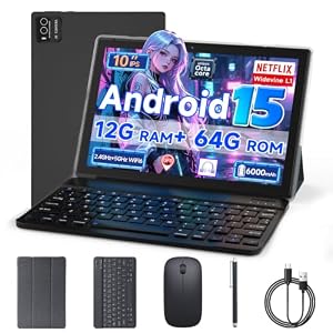 YQSAVIOR 10 inch Tablet with Keyboard, 2 in 1 Tablet, Android 15