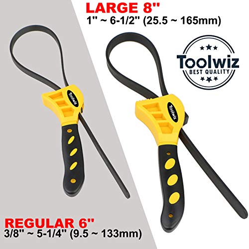 Rubber Strap Wrench - Set of 2pcs Jar Opener, Pipe Wrench, Oil Filter Wrenches used by DIY, Mechanics, Plumbers, 19-11/16